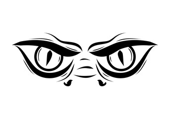 Black eye of dragon drawing icon vector design