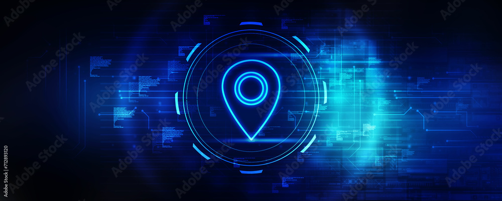 Poster 2d rendering red map pointer