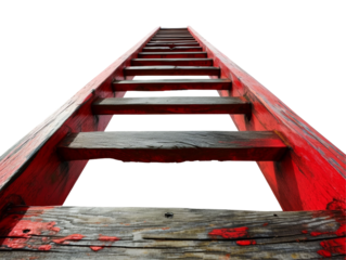 Red Ladder Isolated on Transparent or White Background, PNG