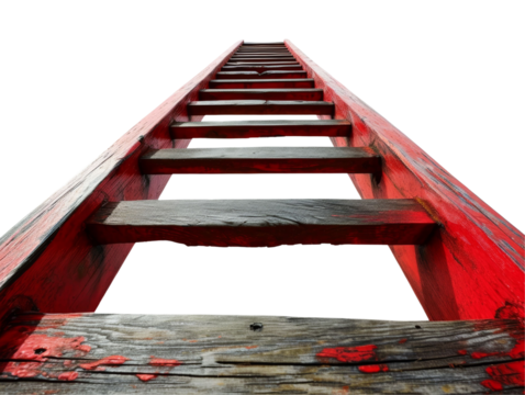 Red Ladder Isolated on Transparent or White Background, PNG