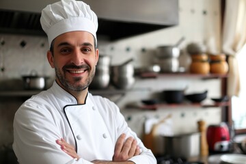 An Italian chef standing in his kitchen