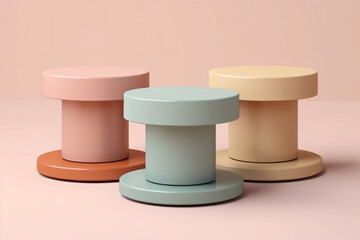 Realistic 3d pedestal podium_in pastel colors Generative AI