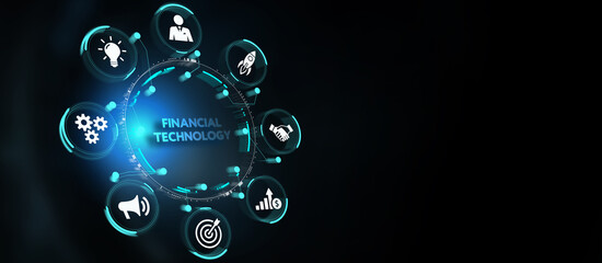 Fintech -financial technology concept. 3d illustration