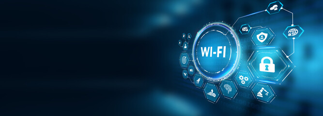 Global Wi-Fi wireless internet technology concept. 3d illustration - obrazy, fototapety, plakaty