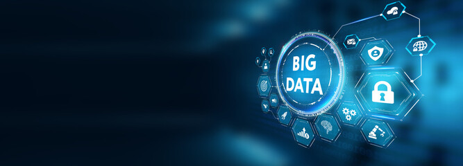 Business, Technology, Internet and network concept. Big Data Internet Information. 3d illustration