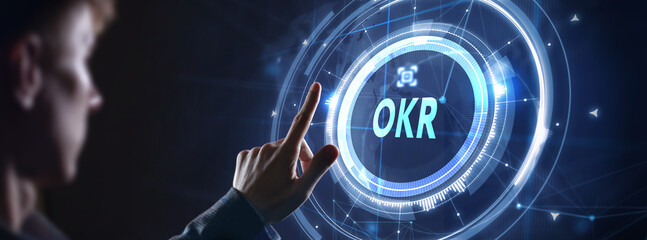 OKR Objectives key results. Business, Technology, Internet and network concept.