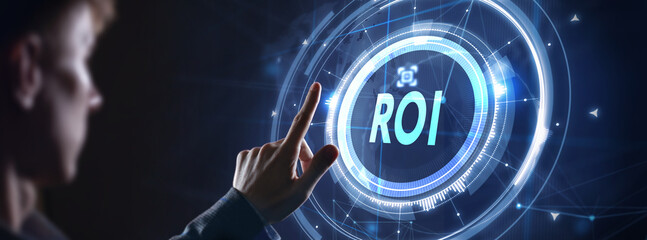 ROI Return on investment financial growth concept. Business, Technology, Internet and network concept.