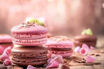 Obraz na płótnie Canvas Delicious sweet colored macarons made with traditional French ingredients AI Generation
