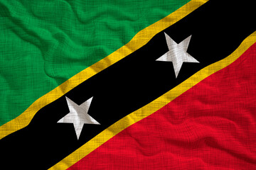 National flag of Saint Kitts and Nevis. Background  with flag of Saint Kitts and Nevis