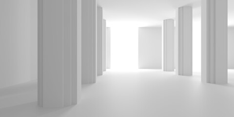 Fototapeta premium Minimalistic room space. White clean empty architecture interior
