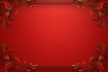 Red frame on red background for greeting card or invitation card design