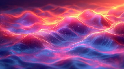 Vibrant, flowing neon wave with a fluid, iridescent texture in 3D. Bright, abstract backdrop. High-definition, photo-like quality.