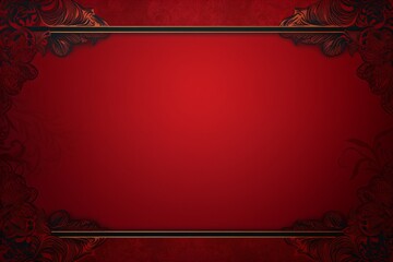 Red frame on red background for greeting card or invitation card design