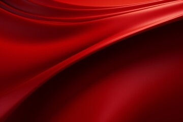 Red wallpaper will silky smooth fabric drapes waves pattern or swirl texture - obrazy, fototapety, plakaty