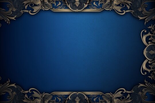 Blue frame design with gold borders