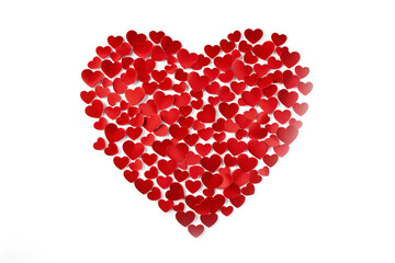 Red heart made of hearts isolated on transparent background. PNG
