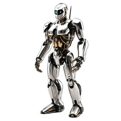 A robot in isolation, isolated robotic concept, single robot on a white backdrop