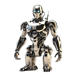 A robot in isolation, isolated robotic concept, single robot on a white backdrop