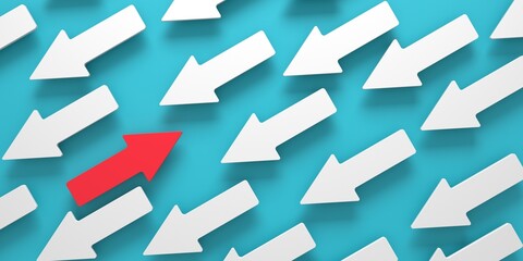 Inspiration idea concept. Opposite marketing strategy