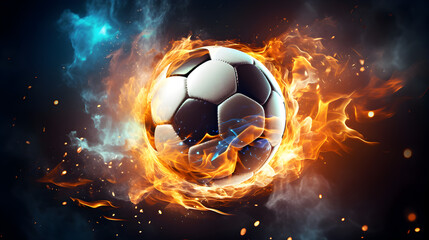 Fototapeta premium soccer ball with fire