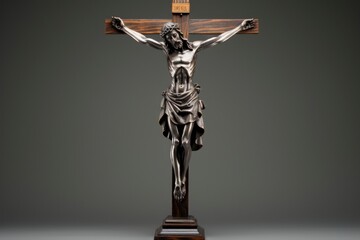 Crucifixion Statue Isolated on Grey Background