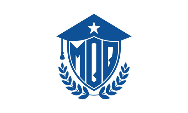 MQQ three letter iconic academic logo design vector template. monogram, abstract, school, college, university, graduation cap symbol logo, shield, model, institute, educational, coaching canter, tech