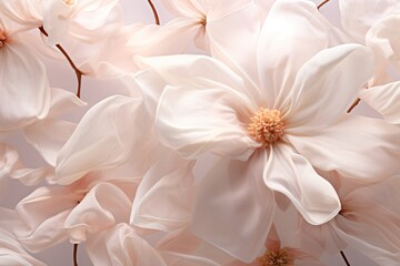 Obraz premium Smooth and silky floral wallpaper in peach color