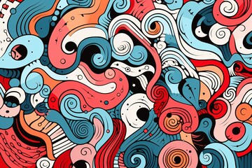 Colorful doodle pattern banner design
