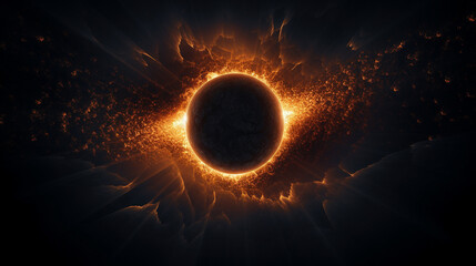 a total eclipse of the sun. dramatic solar eclipse illuatration - obrazy, fototapety, plakaty