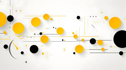 yellow black abstract background with circles and lines