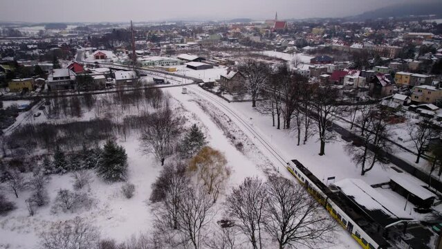 Trains tripping in Sobotka Poland Winter