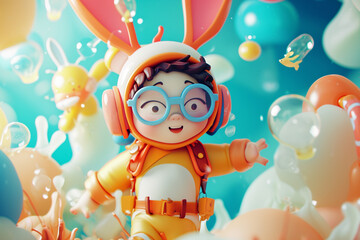 Naklejka premium game character background 3d stylish wallpaper illustration