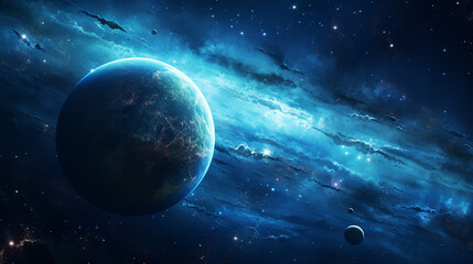 Fototapeta premium blue planet in space