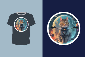 nice cat illustration with t-shirt design, animal art, print ready vector file