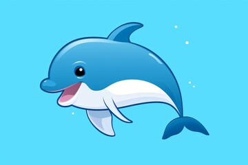A cute graphic illustration of a dolphin fish