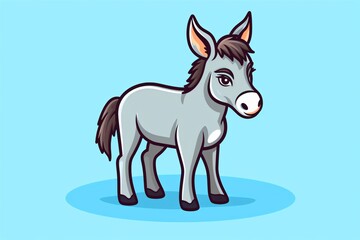 A cute graphic illustration of a donkey cartoon