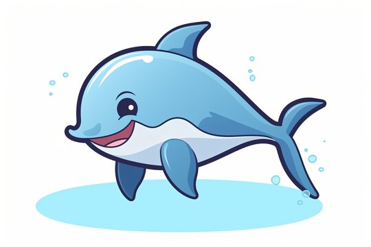 A cute graphic illustration of a dolphin fish