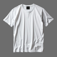 White men's T-shirt isolated on gray background, minimalism style, photo-realistic