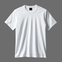 White men's T-shirt isolated on gray background, minimalism style, photo-realistic