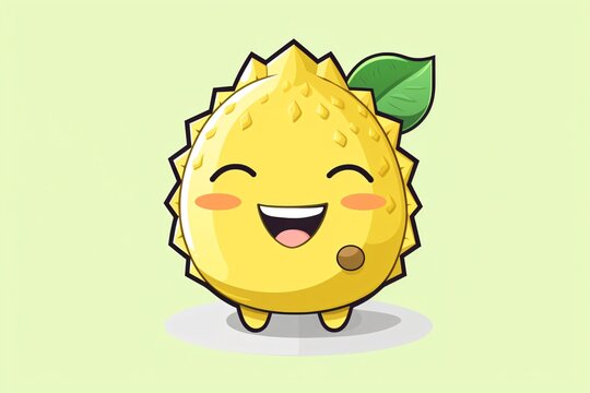 A cute cartoon illustration of a durion fruit