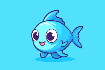 A cute cartoon illustration of a fish in graphic style