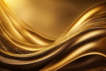 Abstract Golden Curve Wave Luxury Background, Frame Template, Copy Space