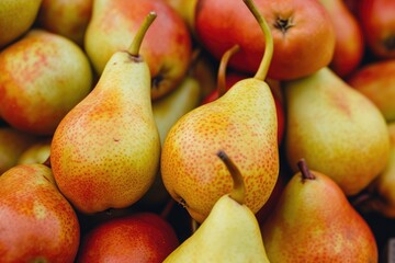 Fresh sweet pears close up.