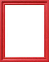 Red wooden picture frame isolated on transparent background. PNG