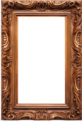 Wooden picture frame isolated on transparent background. PNG