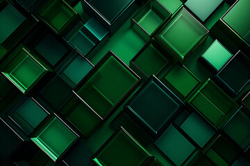 Fototapeta na wymiar Green cubes arrangement 3d render illustration modern minimalistic design