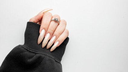 Manicured nails with pearlescent nail polish