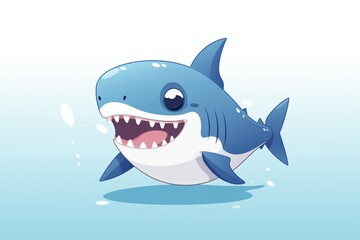 A cartoon illustration of a shark