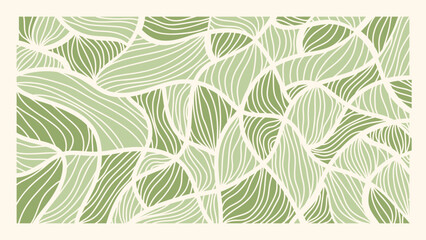 Abstract botanical art background vector. Natural hand drawn pattern design with leaves branch collage. Simple contemporary style illustrated Design for fabric, print, cover, banner, wallpaper.