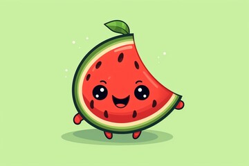 A cute watermelon fruit cartoon character graphic illustration - obrazy, fototapety, plakaty